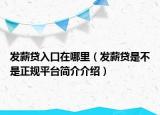 发薪贷入口在哪里（发薪贷是不是正规平台简介介绍）