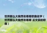 世界那么大我想去看看歌曲名字（世界那么大我想去看看 孟文豪的歌曲）