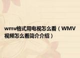 wmv格式用电视怎么看（WMV视频怎么看简介介绍）