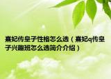 熹妃传皇子性格怎么选（熹妃q传皇子兴趣班怎么选简介介绍）