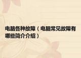 电脑各种故障（电脑常见故障有哪些简介介绍）