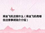 乘坐飞机注意什么（乘坐飞机有哪些注意事项简介介绍）