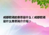 成都歌词的意思是什么（成都歌词是什么意思简介介绍）