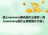 进入recovery模式是什么意思（进入recovery是什么意思简介介绍）