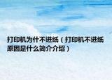 打印机为什不进纸（打印机不进纸原因是什么简介介绍）