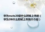 华为mate20是什么时候上市的（华为20i什么时候上市简介介绍）