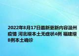 2022年8月17日最新更新内容温州疫情 河北增本土无症状4例 福建增8例本土确诊