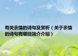 有关亲情的诗句及赏析（关于亲情的诗句有哪些简介介绍）
