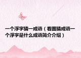 一个浮字猜一成语（看图猜成语一个浮字是什么成语简介介绍）