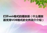 打开vob格式的播放器（什么播放器支持VOB格式的文件简介介绍）