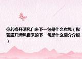 你若盛开清风自来下一句是什么意思（你若盛开清风自来的下一句是什么简介介绍）