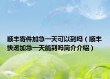 顺丰寄件加急一天可以到吗（顺丰快递加急一天能到吗简介介绍）