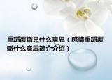 重蹈覆辙是什么意思（感情重蹈覆辙什么意思简介介绍）