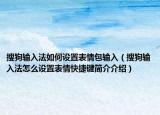 搜狗输入法如何设置表情包输入（搜狗输入法怎么设置表情快捷键简介介绍）
