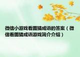微信小游戏看图猜成语的答案（微信看图猜成语游戏简介介绍）