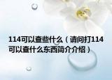114可以查些什么（请问打114可以查什么东西简介介绍）