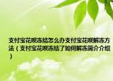 支付宝花呗冻结怎么办支付宝花呗解冻方法（支付宝花呗冻结了如何解冻简介介绍）