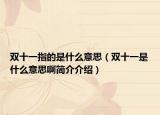 双十一指的是什么意思（双十一是什么意思啊简介介绍）