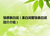 情感表白词（表白词爱情表白词简介介绍）