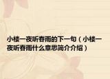 小楼一夜听春雨的下一句（小楼一夜听春雨什么意思简介介绍）
