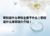 职校是什么学校主要干什么（职校是什么意思简介介绍）