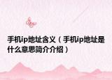手机ip地址含义（手机ip地址是什么意思简介介绍）
