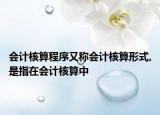 会计核算程序又称会计核算形式,是指在会计核算中