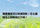 哪里借钱可以快速到账（怎么借钱马上到账简介介绍）
