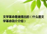 文学革命是谁提出的（什么是文学革命简介介绍）