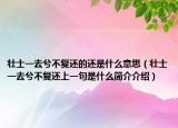 壮士一去兮不复还的还是什么意思（壮士一去兮不复还上一句是什么简介介绍）