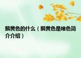 鹅黄色的什么（鹅黄色是啥色简介介绍）