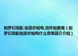 如梦幻泡影,如露亦如电,应作如是观（如梦幻泡影如露亦如电什么意思简介介绍）