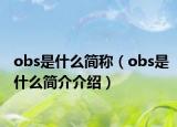 obs是什么简称（obs是什么简介介绍）