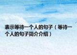 表示等待一个人的句子（等待一个人的句子简介介绍）