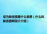 设为缺省值是什么意思（什么叫缺省值啊简介介绍）