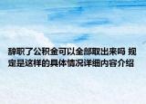 辞职了公积金可以全部取出来吗 规定是这样的具体情况详细内容介绍