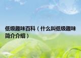 低级趣味百科（什么叫低级趣味简介介绍）
