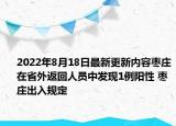 2022年8月18日最新更新内容枣庄在省外返回人员中发现1例阳性 枣庄出入规定