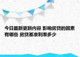 今日最新更新内容 影响房贷的因素有哪些 房贷基准利率多少
