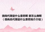 微商代理是什么意思呢 要怎么做呢（微商总代理是什么意思简介介绍）