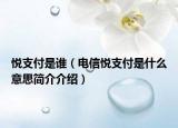 悦支付是谁（电信悦支付是什么意思简介介绍）