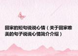 回家的短句说说心情（关于回家唯美的句子说说心情简介介绍）