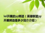 lol开黑的yy频道（英雄联盟yy开黑频道是多少简介介绍）