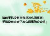请问手机没有声音是怎么回事啊（手机没有声音了怎么回事简介介绍）