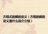方程式的解的定义（方程的解的定义是什么简介介绍）