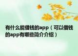 有什么能借钱的app（可以借钱的app有哪些简介介绍）