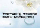 甲鱼跟什么炖好吃（甲鱼怎么炖好吃和什么一起炖才好简介介绍）