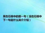 莫在石棱中的前一句（没在石棱中下一句是什么简介介绍）