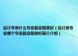设计学类什么专业就业前景好（设计类专业哪个专业就业前景好简介介绍）