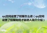 qq空间设置了权限怎么进（qq空间设置了权限如何才能进入简介介绍）